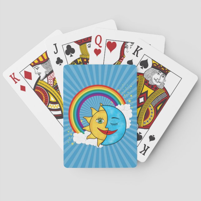 Sol Måne Regnbåge Stars Kortlek (Baksidan)