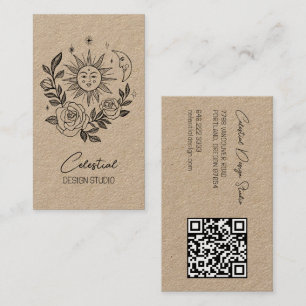 Sol Måne & Ro Magic Boho KRAFT ANPASSNINGSBAR QR Visitkort