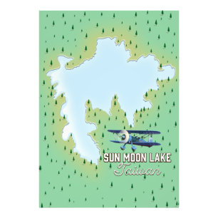 Sol Måne Sjö Taiwan Fototryck