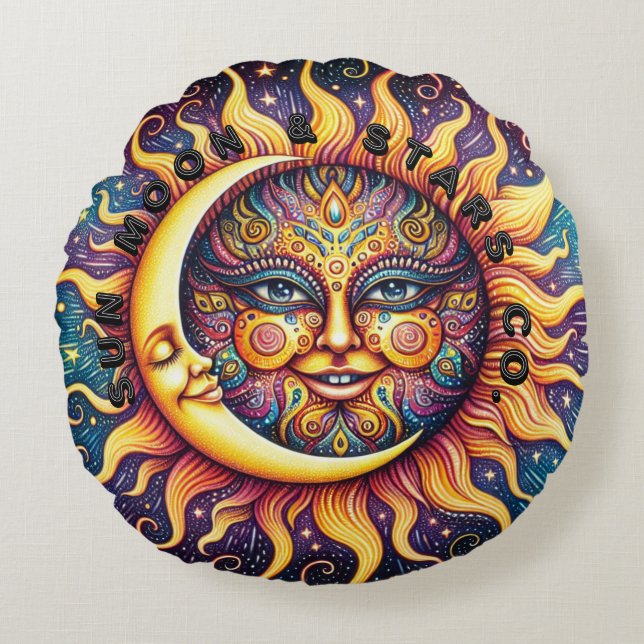 Sol, Måne & Stars Co. Rund Kudde (Framsidan)