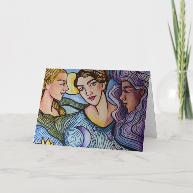 Sol Måne Stars feminininekonst Kort (Framsida)