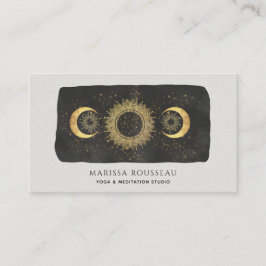 Sol Måne Stars Guld Black Yoga Studio Business Car Visitkort