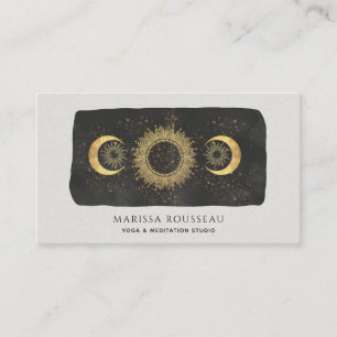 Sol Måne Stars Guld Black Yoga Studio Business Car Visitkort