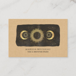 Sol Måne Stars Guld Caramel Yoga Studio Visitkort