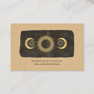 Sol Måne Stars Guld Caramel Yoga Studio Visitkort