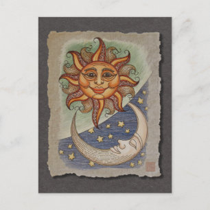 Sol Måne & Stars Vykort