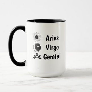Sol Måne Stigande Zodiak Astrologi Nyckfullhet Fem Mugg