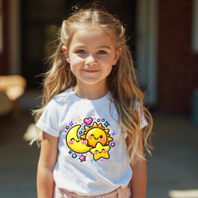 Sol Måne Stjärna Y2K Söt Barntröja T Shirt (Skapare uppladdad)