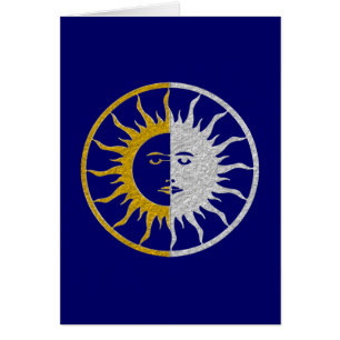 SOL & MÅNE Symbol - guld silver Hälsningskort