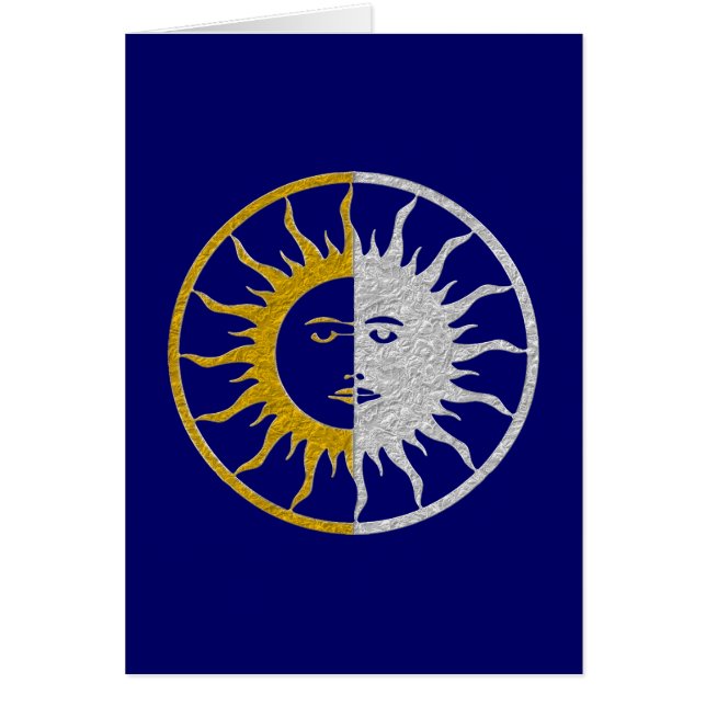 SOL & MÅNE Symbol - guld silver Hälsningskort (Framsidan)