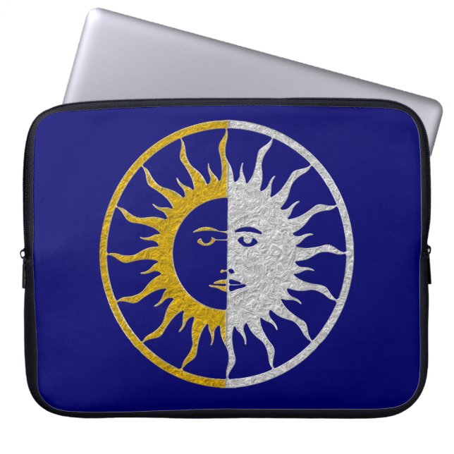 SOL & MÅNE Symbol - guld silver Laptop Fodral (Framsidan)