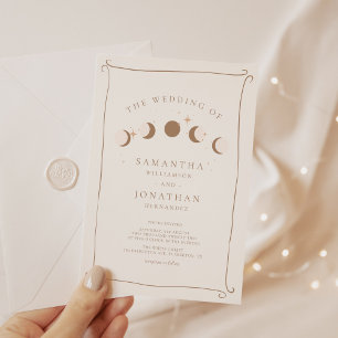 Sol & Måne Whimsical Hand plockade Celestial Bröll Inbjudningar