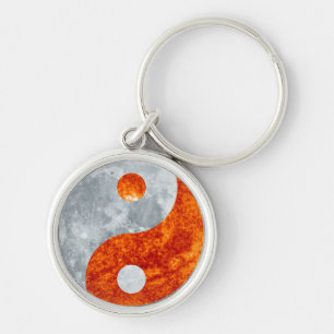 Sol & Måne Yin-Yang Asian Wisdom Series Rund Silverfärgad Nyckelring