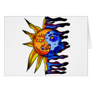 Sol/måne Yin Yang Hälsningskort