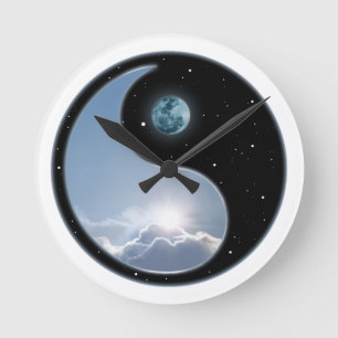 Sol-Måne Yin-Yang Rund Klocka