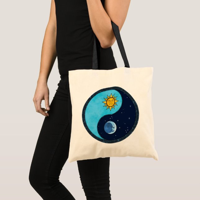 Sol Måne Yin Yang Symbol Tote Bag Tygkasse (Framsida (produkt))