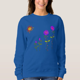 Sol med Flowers Abstrakt Art till Bära T Shirt