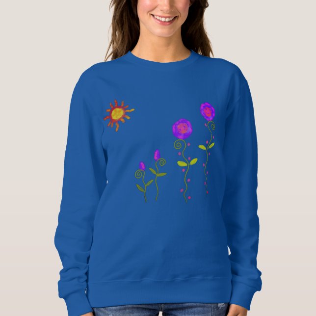 Sol med Flowers Abstrakt Art till Bära T Shirt (Framsida)
