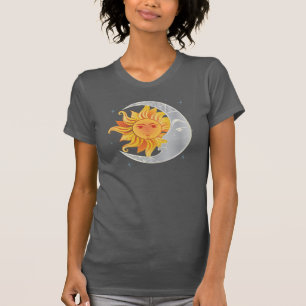 Sol med måne-grafisk design T-Shirt. T Shirt