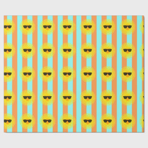 Sol med Mörk solglasögon på Aqua & Orange Rand Presentpapper