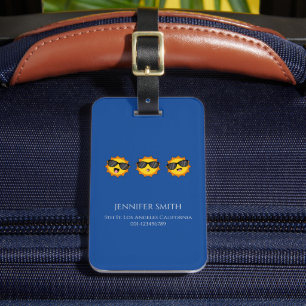 Sol med solglasögon Lycklig Emoji Ansikte Personal Bagagebricka