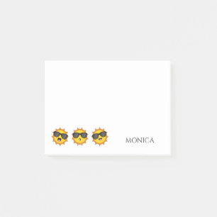 Sol med solglasögon Lycklig Emoji Ansikte Personal Post-it Block