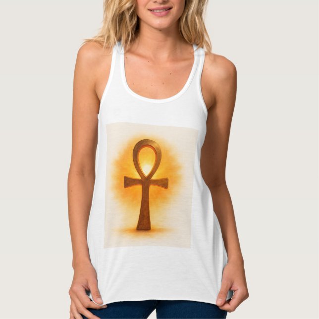 Sol och Ankh: Ljuset och Immortali Linne Med Racerback (Framsida)