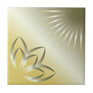 sol och blomma kakelplatta