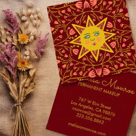 Sol och Blommar Vines Elegant Boho Burgundy Fyrkantigt Visitkort