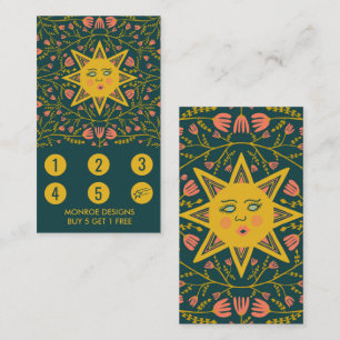 Sol och Blommar Vines Elegant Illustrated Boho 5 Lojalitetskort
