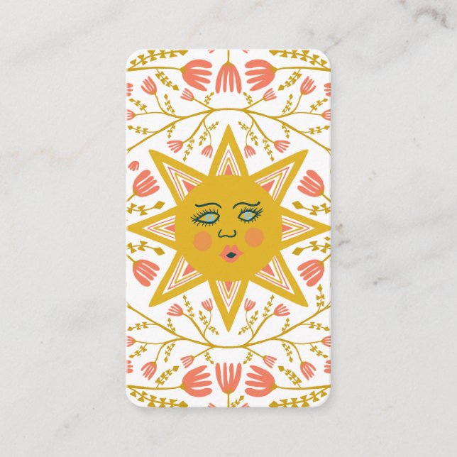 Sol och Blommar Vines Elegant Illustrated White Visitkort (Framsida)