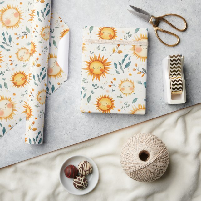 Sol och blommor baby-presenter Pappra Presentpapper (Hantverk)