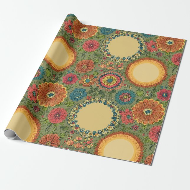 Sol och blommor Boho presentpapper (Utrullad)