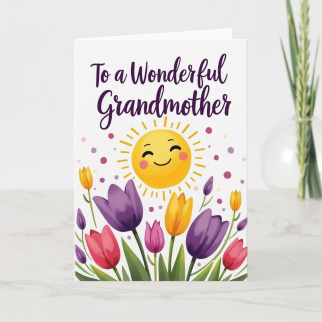 Sol Och Blommor Mormor Kort (Framsida)