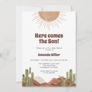 Sol och cactus Baby Shower Spara Datumet