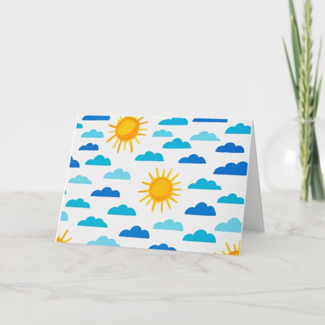 Sol och Clouds Blank Hälsning Kort (Framsida)