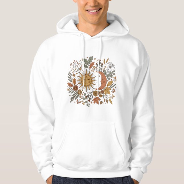 Sol och halvmåne Botanisk Hösthuvtröja Hoodie (Framsida)