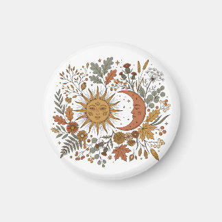 Sol och halvmåne Botanisk Hösthuvtröja Magnet