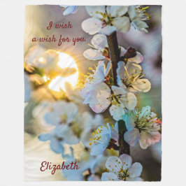 Sol och japanska aprikosblommor fleecefilt