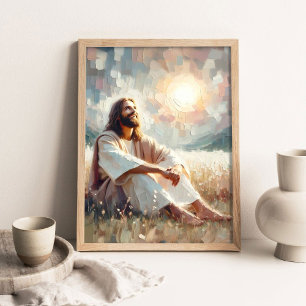 Sol och Leenden, Modern Kristen Konst, Jesus Portr Poster