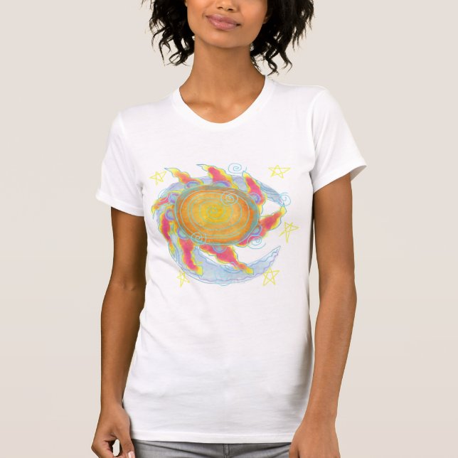 Sol och måne Abstrakt konstnärlig klänning T Shirt (Framsida)