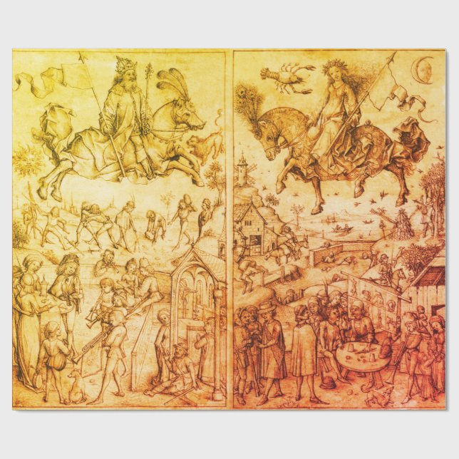 SOL och MÅNE Anque Brown Astrology Teckning Presentpapper (Platt)
