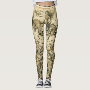 SOL och MÅNE Antique Black White Astrology Tecknin Leggings