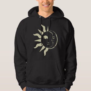 Sol och Måne astronomi Bohemian Ansikte Hippie Tee Hoodie