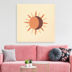 Sol och måne – Boho Celestial Helig Balans Canvastryck