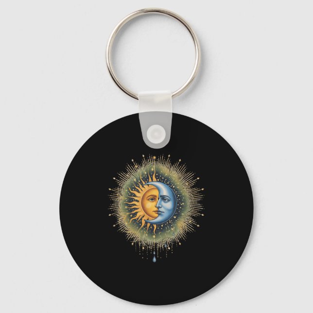 Sol och Måne Celestial Boho Mystical Hipe 90-talet Nyckelring (Framsida)