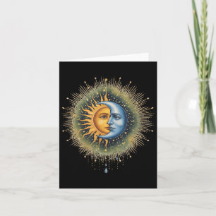 Sol och Måne Celestial Boho Mystical Hippie 90-tal Kort