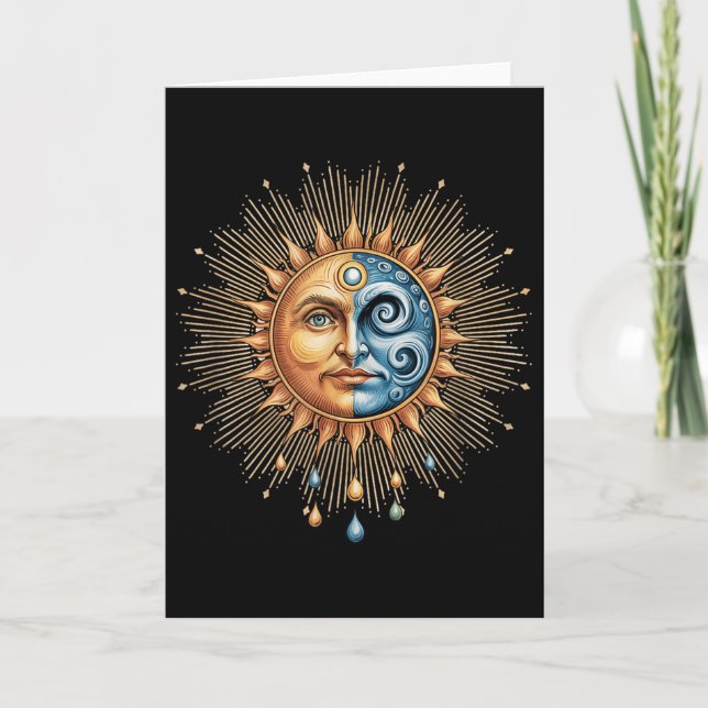 Sol Och Måne Celestial Boho Mystisk Hipe 90s  Kort (Framsida)