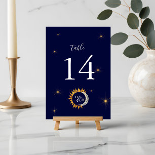Sol och Måne Elegant Monogram Bröllop Bordsnummer