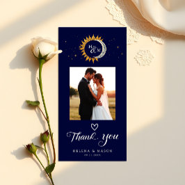 Sol och Måne Elegant Monogram Bröllop Tack Kort